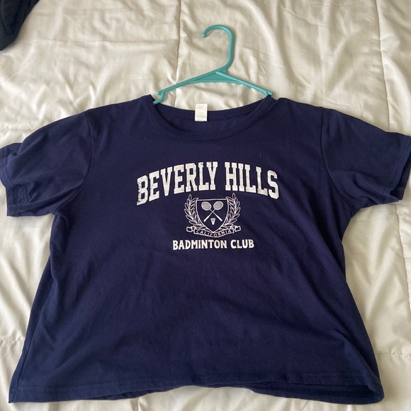 Size:XL dark blue Beverly Hills cropped top. - Picture 1 of 3